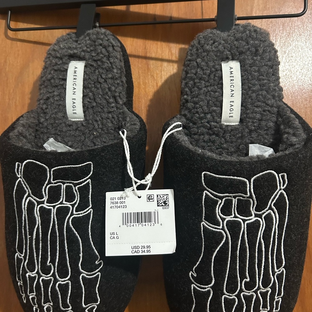 American Eagle Outfitters Black Skeleton Slippers